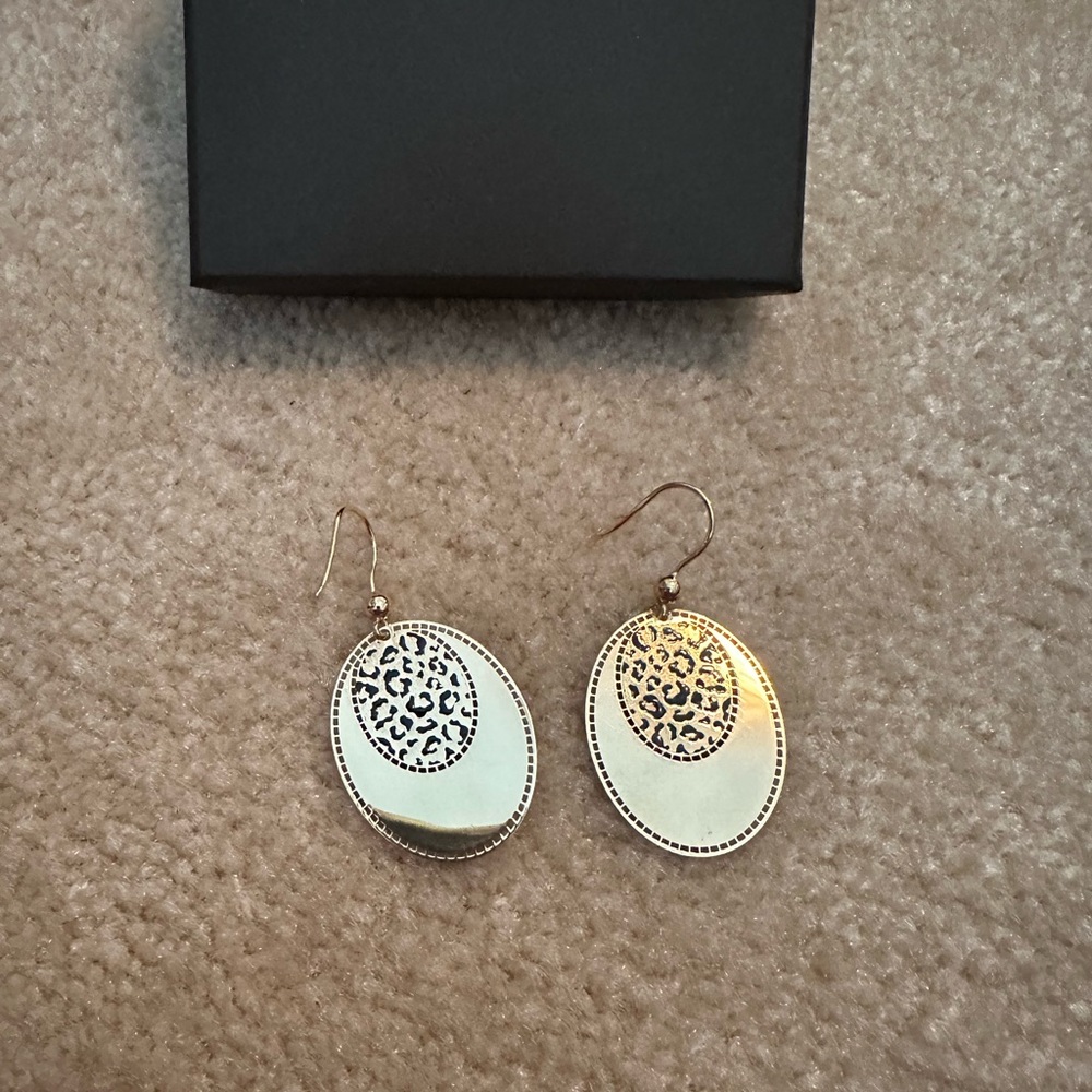 Ross Simon’s Leopard and gold overlay earrings